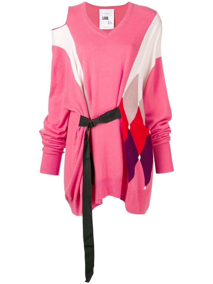 Ballantyne Oversized Belted Sweater - Pink & Purple