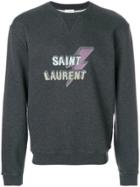 Saint Laurent Logo Print Sweatshirt - Grey