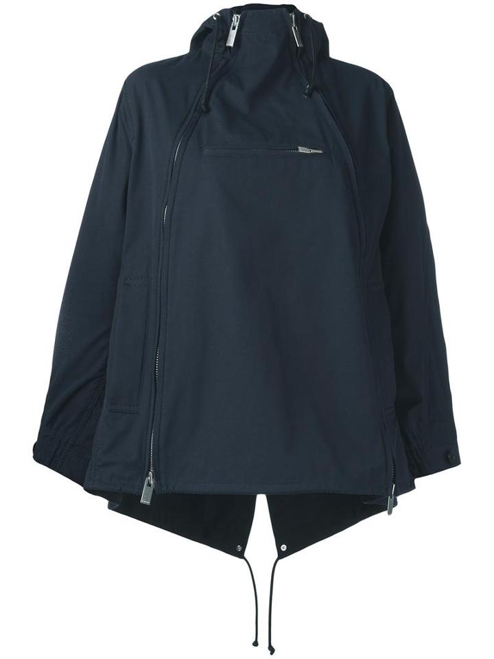 Sacai Zipped Parka Jacket, Women's, Size: 1, Blue, Cotton/polyester