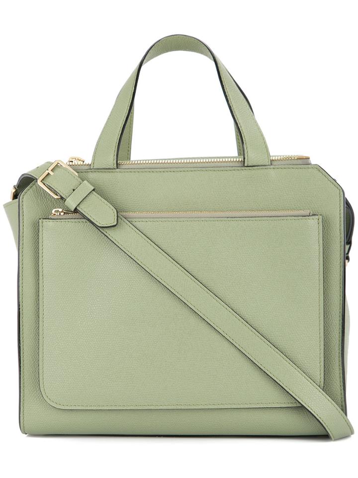 Valextra Zipped Box Shoulder Bag - Green