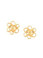 Chanel Pre-owned Cut Out Cc Flower Earrings - Gold
