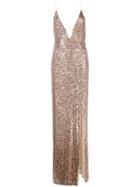 Aidan Mattox Sequined V-neck Gown - Pink