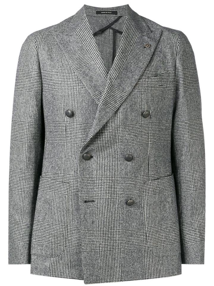 Tagliatore Double Breasted Checked Blazer - Grey