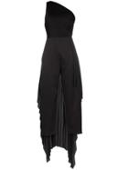 Solace London Winnie One-shoulder Draped Jumpsuit - Black