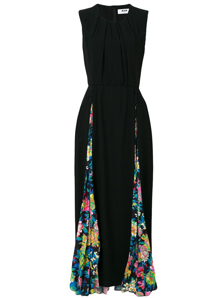 Msgm Floral Insert Dress - Black