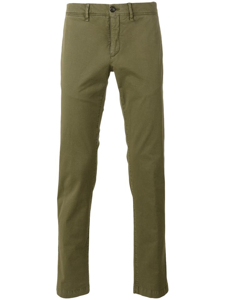 Moncler Classic Chino Trousers, Men's, Size: 48, Green, Cotton/spandex/elastane