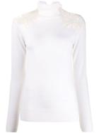 Ermanno Scervino Roll Neck Lace Panel Sweater - White