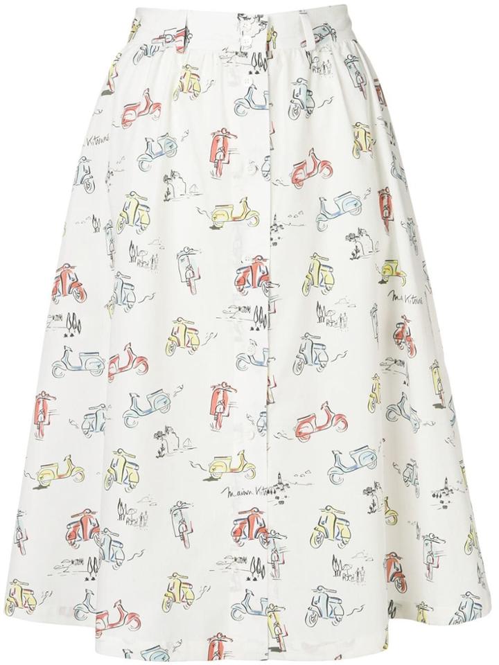 Maison Kitsuné Scooter Print Skirt - White