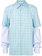 Delada Check Short Sleeve Shirt With Sleeve Harness - Blue