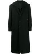 Yohji Yamamoto Layered Single Breasted Coat - Black