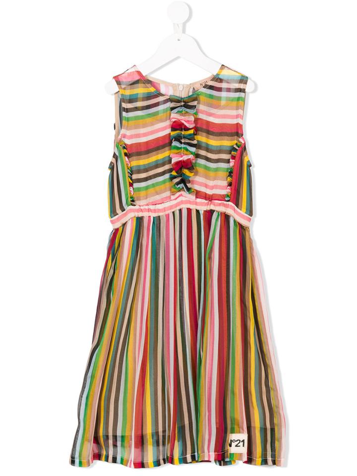 No21 Kids Teen Striped Midi Dress - Multicolour