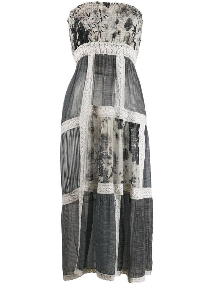 Monica Sarti Leaf Patterned Dress - Grey