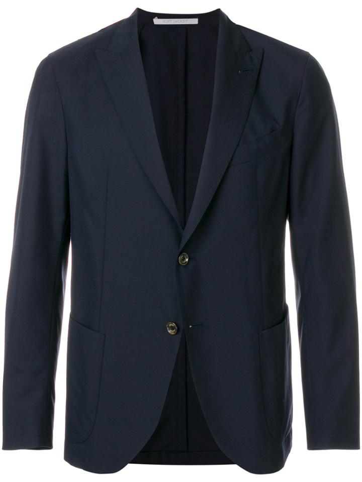 Eleventy Contrast Stitch Detailed Blazer - Blue