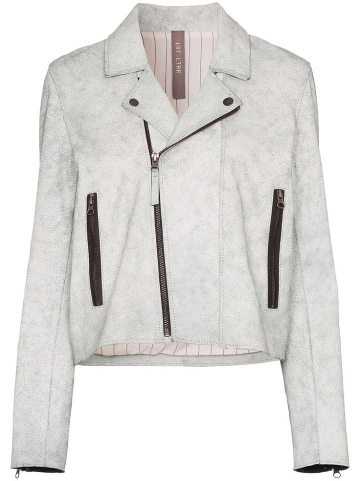 Lot Lthr Zipped Biker Jacket - White