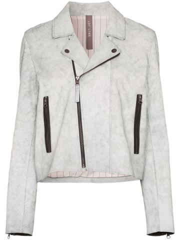 Lot Lthr Zipped Biker Jacket - White