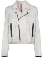 Lot Lthr Zipped Biker Jacket - White