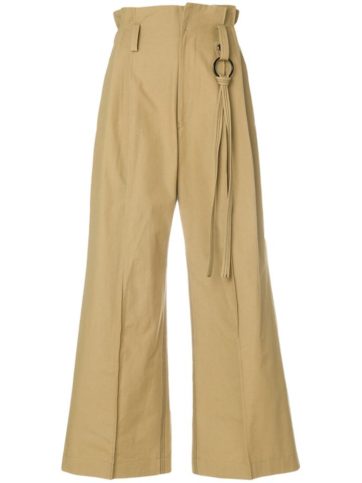Ujoh Paper Bag Waist Wide Leg Trousers - Nude & Neutrals