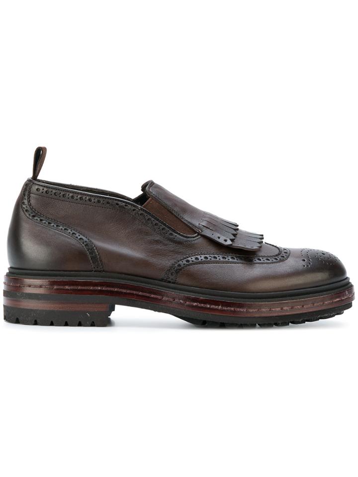 Santoni Fringed Brogue Shoes - Brown