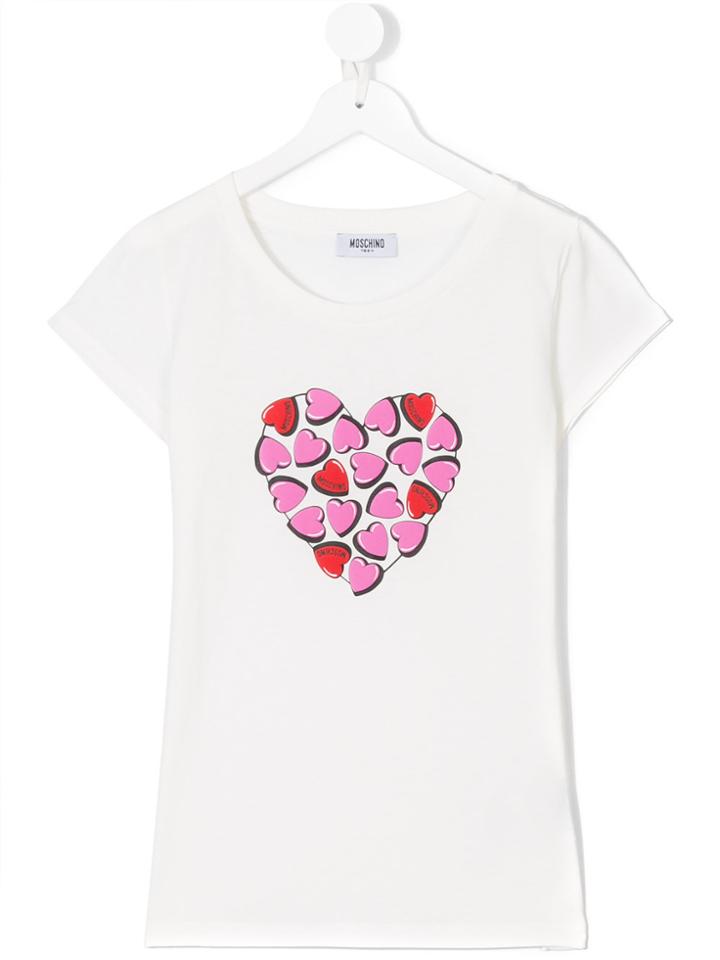 Moschino Kids Hearts Print T-shirt - White