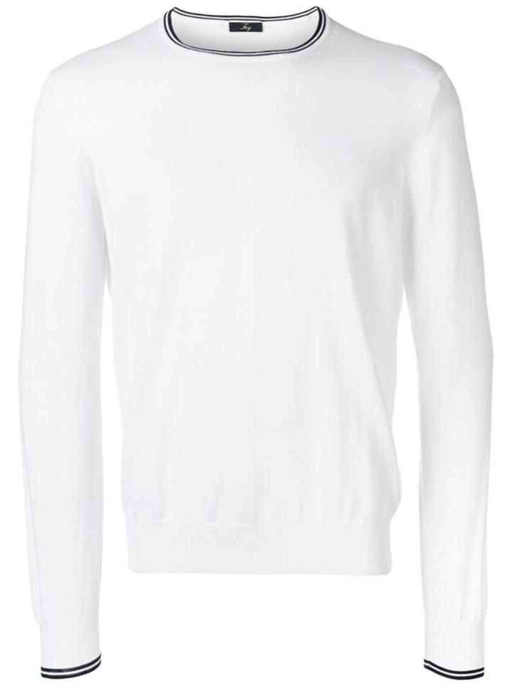 Fay Contrast Trim Jumper - White