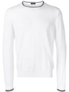 Fay Contrast Trim Jumper - White