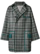 Rochas Contrast Trim And Check Trench Coat - Grey