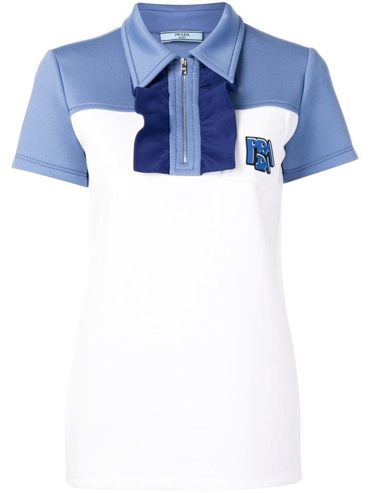 Prada Panelled Polo Top - Blue