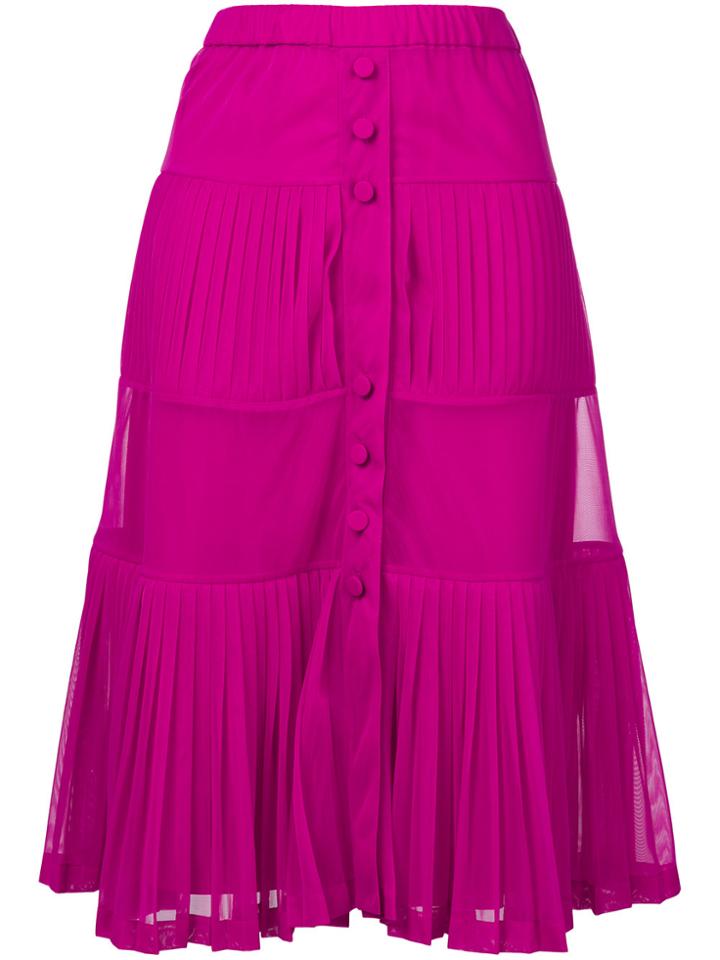 No21 Tiered Pleated Skirt - Pink & Purple