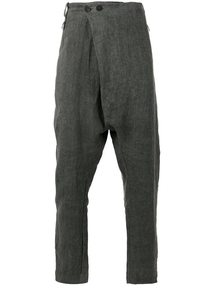 Lost & Found Ria Dunn - Folded Front Drop-crotch Trousers - Men - Hemp - M, Grey, Hemp
