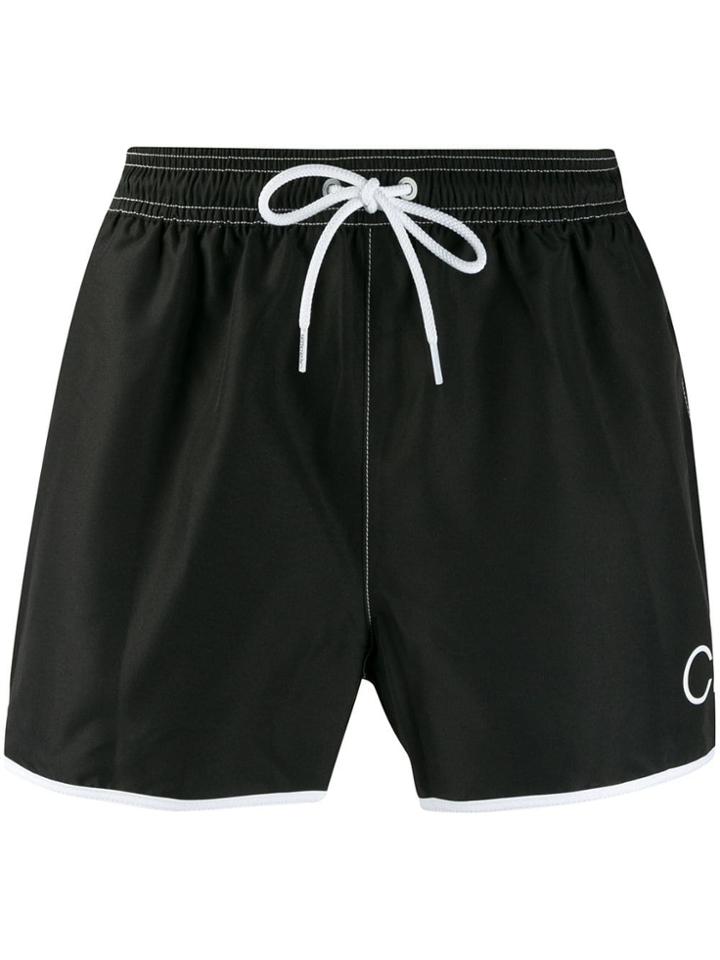 Calvin Klein Contrast Hem Swim Shorts - Black