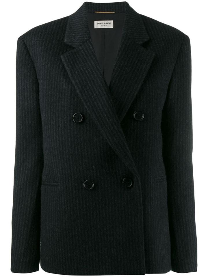 Saint Laurent Striped Double Breasted Blazer - Black