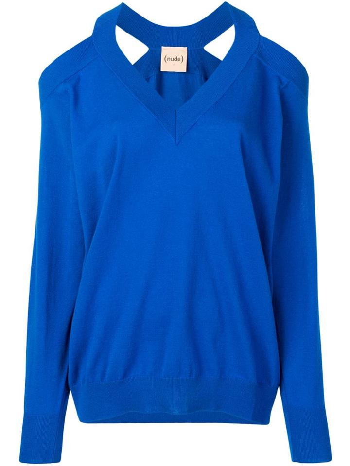 Nude Cold Shoulder Jumper - Blue