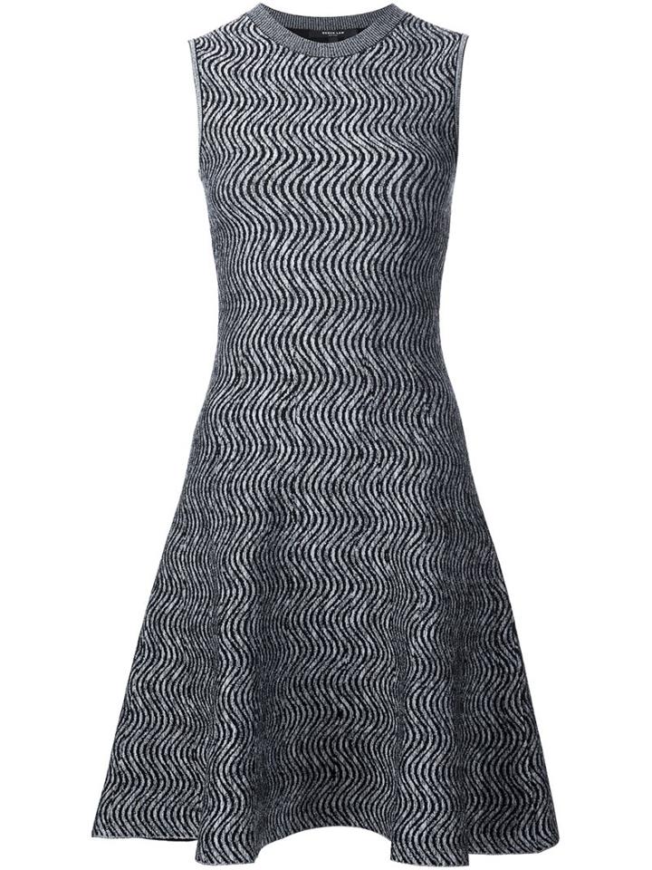 Derek Lam Flared Knitted Dress, Women's, Size: Small, Grey, Viscose/polyester/polyamide/spandex/elastane