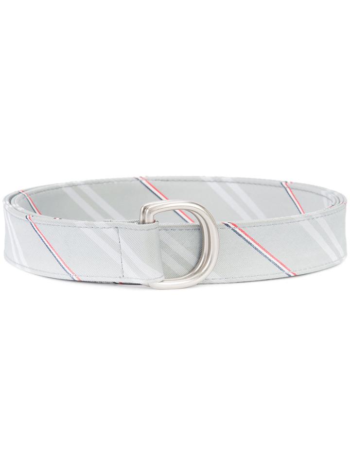 Thom Browne D-ring Stripe Belt, Men's, Grey, Silk