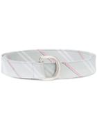Thom Browne D-ring Stripe Belt, Men's, Grey, Silk
