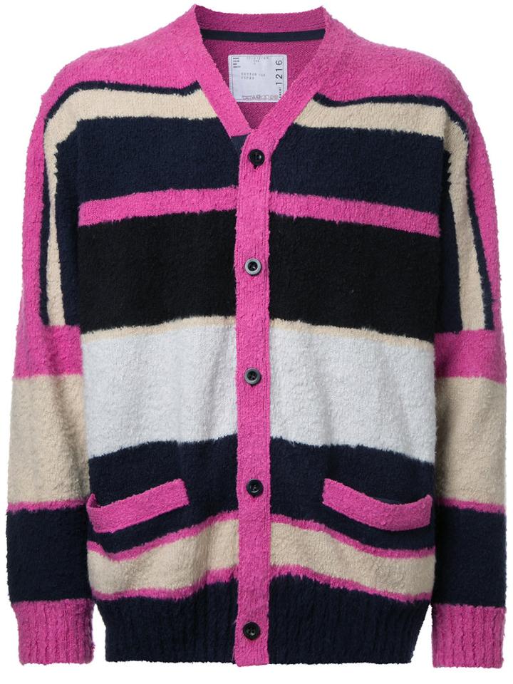 Sacai - Colour Block Cardigan - Men - Cotton - 2, Pink/purple, Cotton