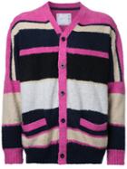 Sacai - Colour Block Cardigan - Men - Cotton - 2, Pink/purple, Cotton