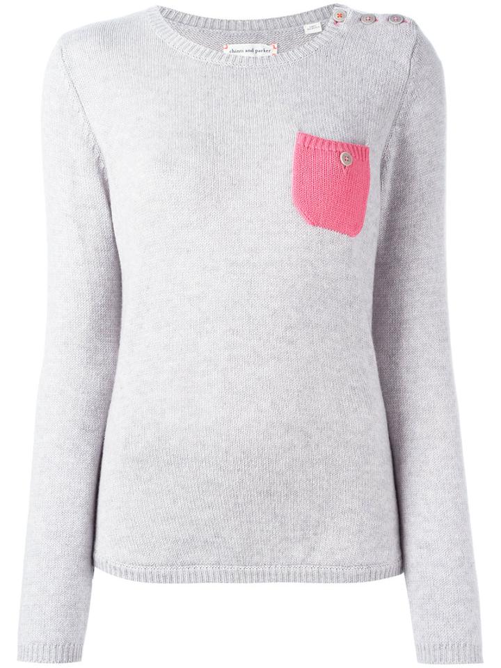 Chinti And Parker Pocket Jumper, Women's, Size: Large, Grey, Cashmere