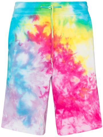 Stain Shade Tie-dye Cotton Track Shorts - Blue