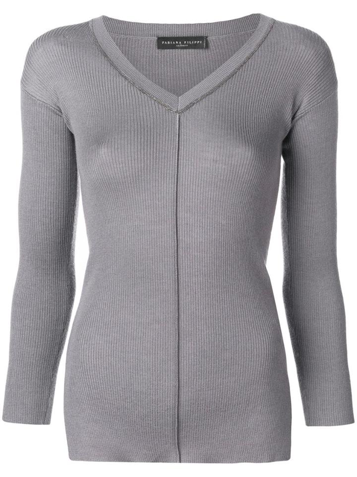 Fabiana Filippi Ribbed Sweater - Grey