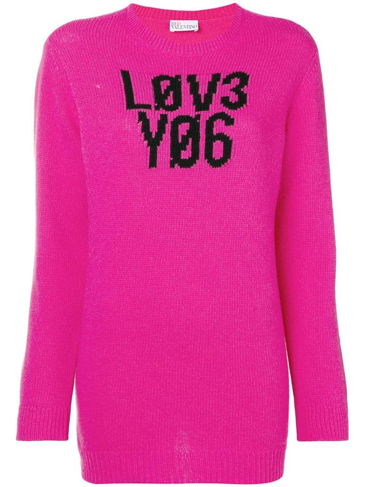 Red Valentino Love Intarsia Jumper - Pink & Purple