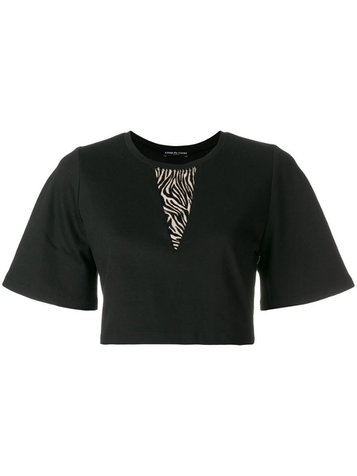 Coup De Coeur Pony Fur Insert Cropped T-shirt - Black