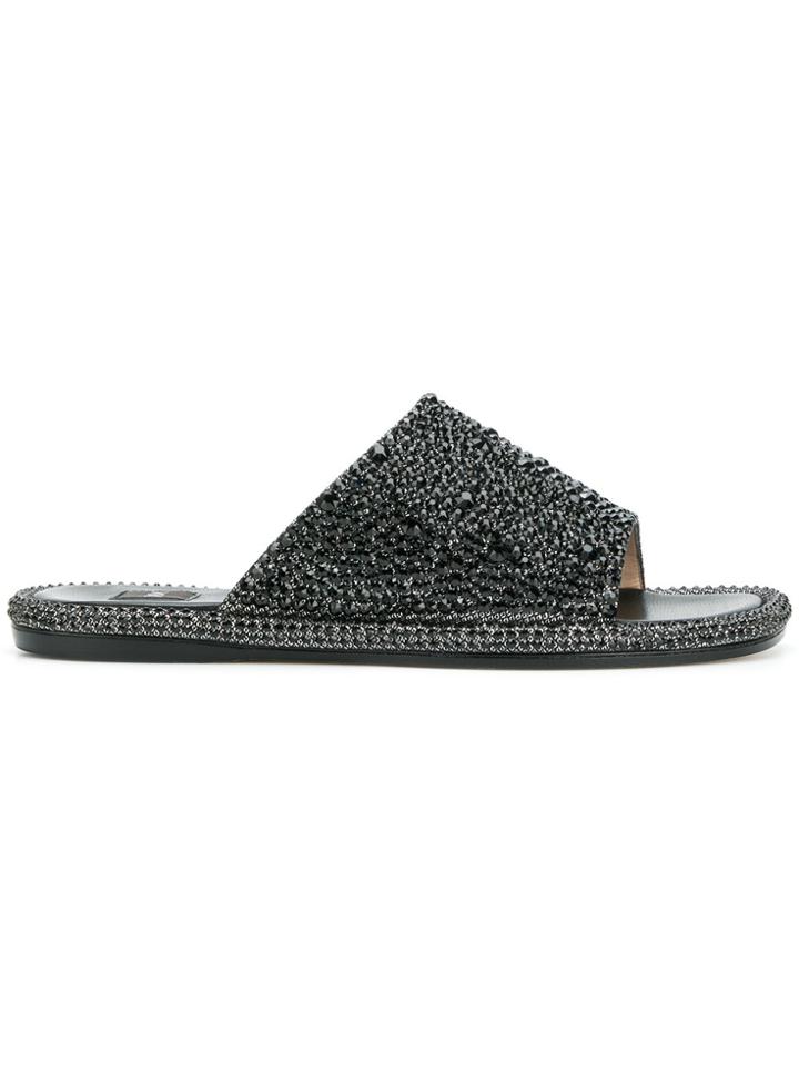 Rodo Crystal Embellished Sandals - Black