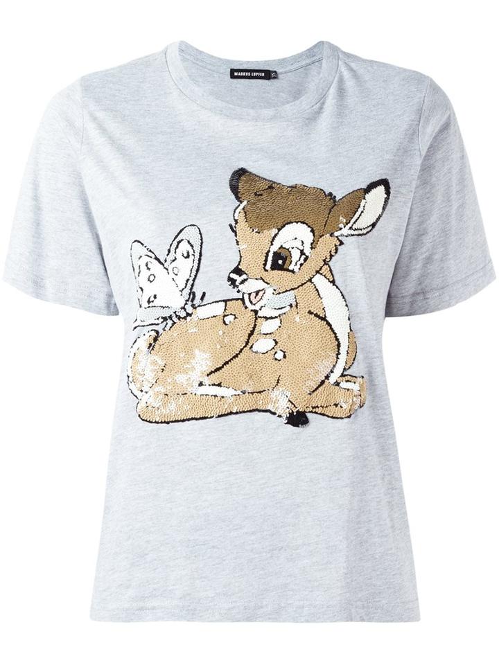Markus Lupfer 'bambi' T-shirt, Women's, Size: Xs, Grey, Cotton/polyamide