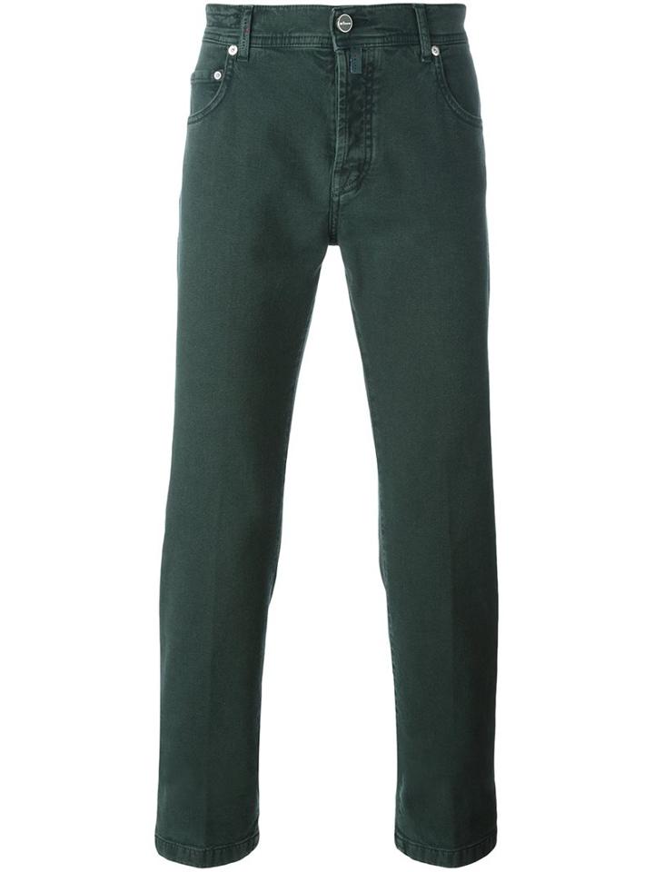 Kiton Slim-fit Jeans, Men's, Size: 31, Green, Cotton/spandex/elastane/wool
