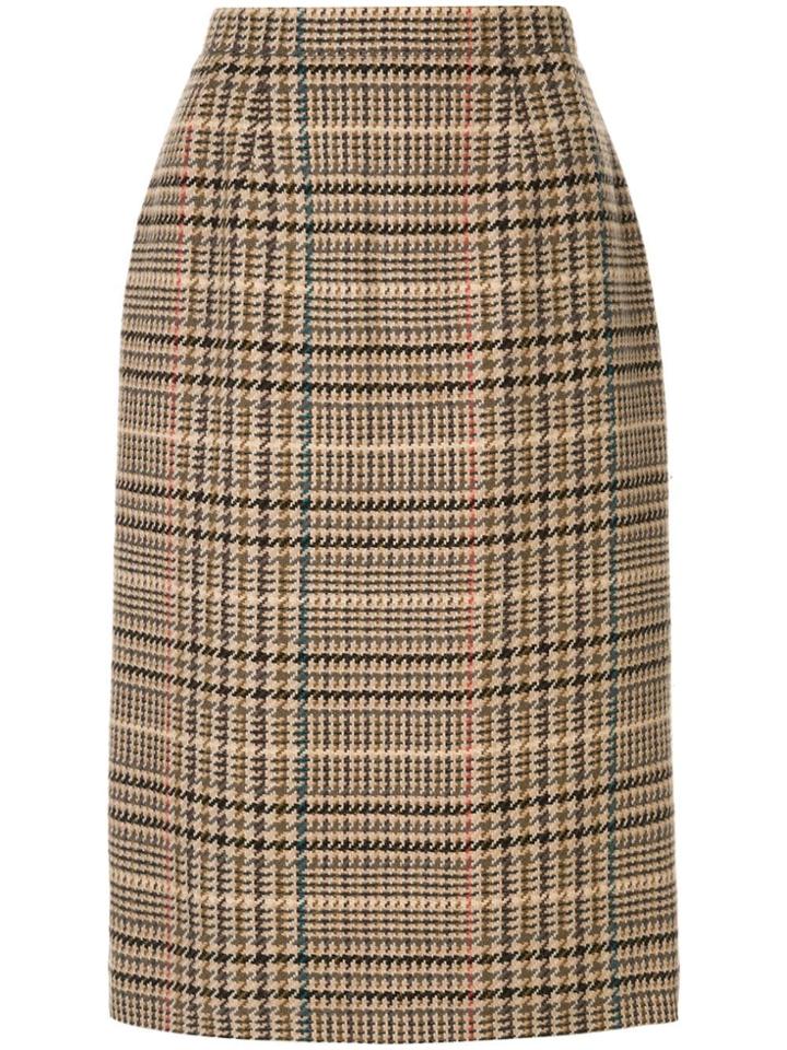 Burberry Pre-owned Plaid Straight Skirt - Brown