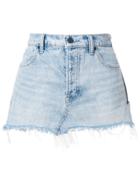 T By Alexander Wang Frayed Denim Mini Skirt - Blue