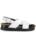 Marni Crossover Buckle Fur Soled Sandals - Grey