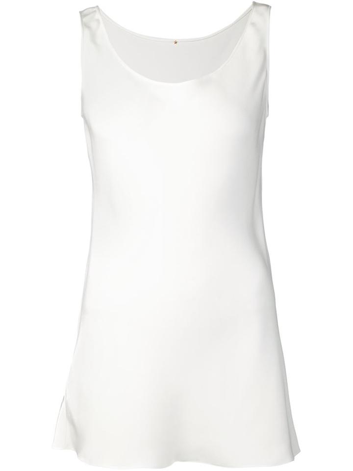 Peter Cohen Round Neck Tank Top, Women's, Size: Large, White, Silk