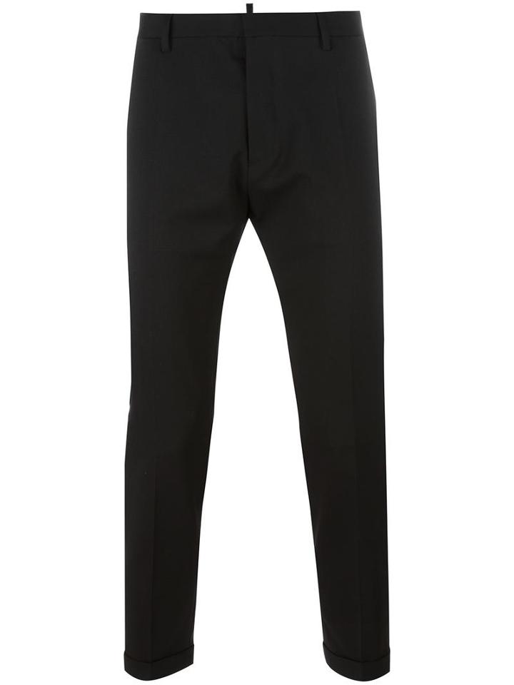 Dsquared2 Cropped Trousers, Men's, Size: 50, Black, Spandex/elastane/virgin Wool